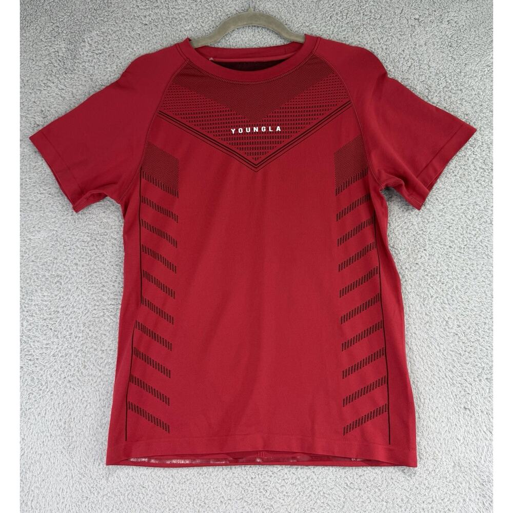 YoungLA Mens 465 Superhero Compression Tee Black Red Sz Large